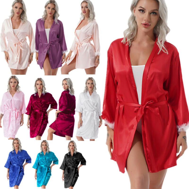 Women's Sexy Lingerie Sleepwear Bathrobe Satin Robe Dress Gown Kimono Nightwear Unbranded Does Not Apply - фотография #2