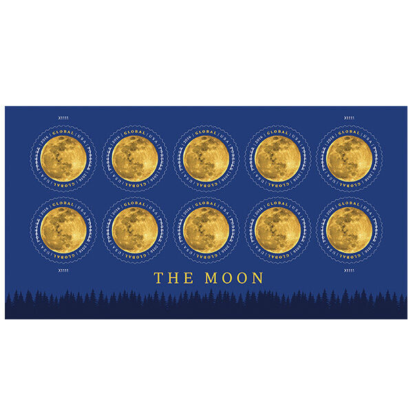 USPS New The Moon Global Forever International rate stamp pane of 10 Без бренда