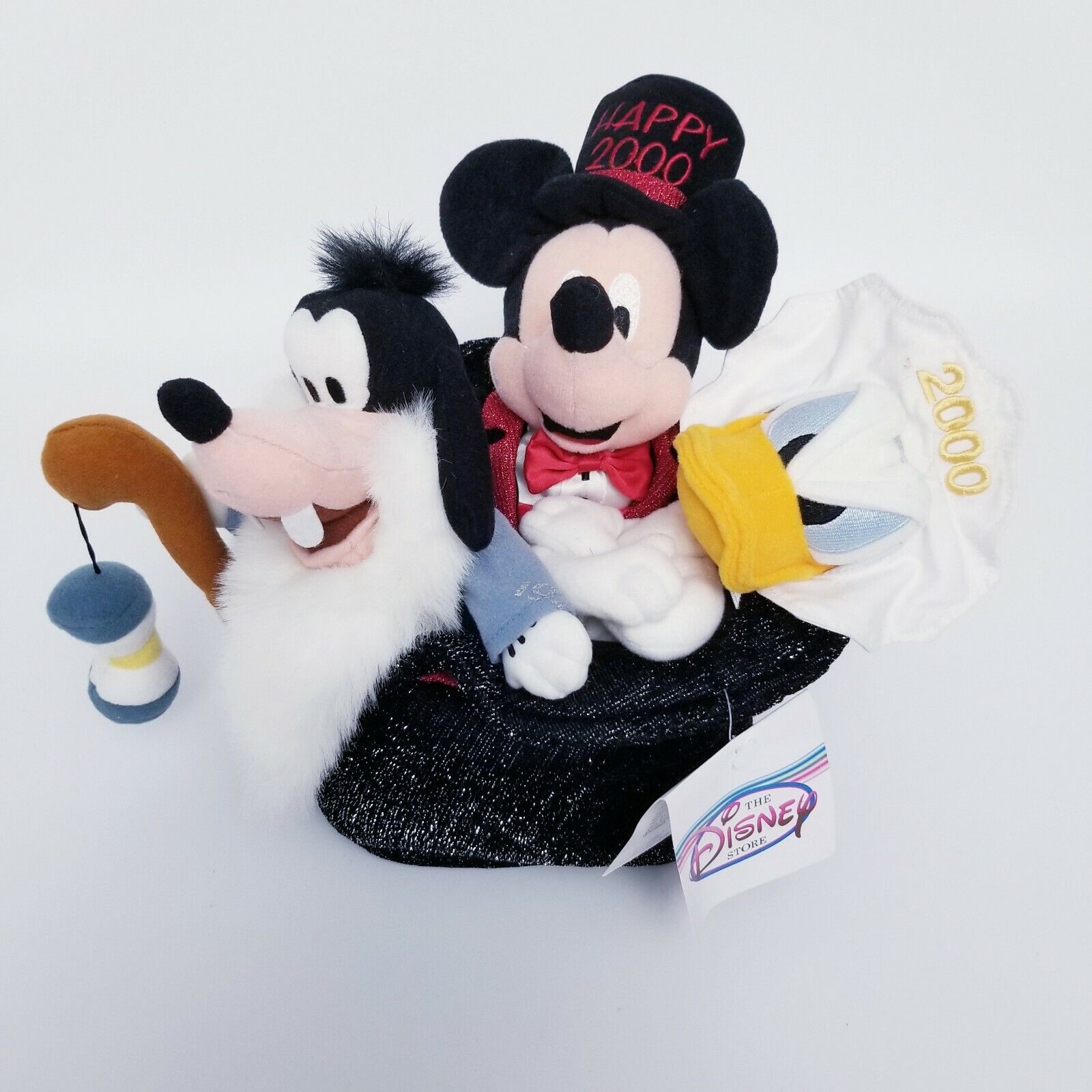 Disney Store New Year 2000 Bean Bag Plush Set 8" Donald Goofy Mickey Hat NWT Disney - фотография #3