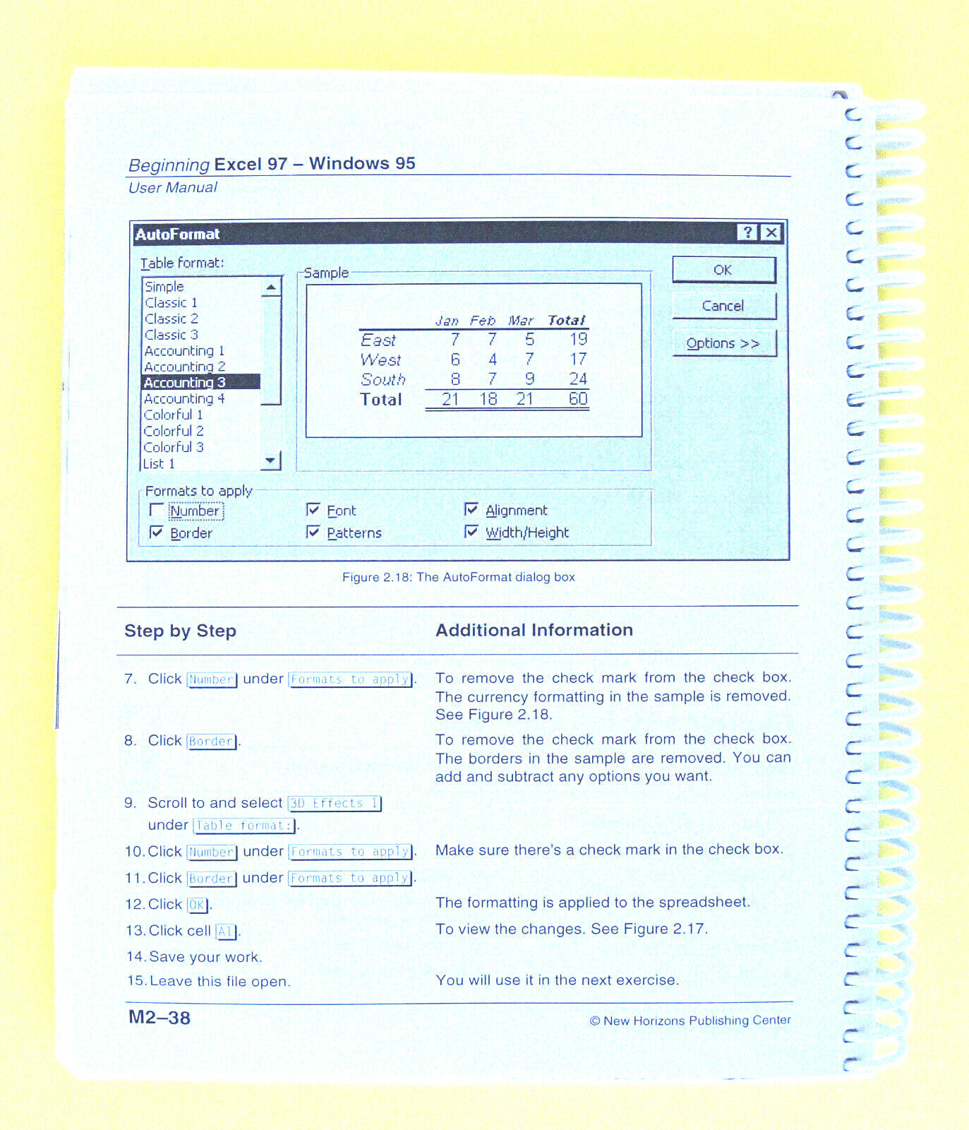MICROSOFT EXCEL 97—MANUAL BEGINNING LEVEL—FREE DISK—NEW HORIZON COMPUTR LEARNING Microsoft - фотография #6