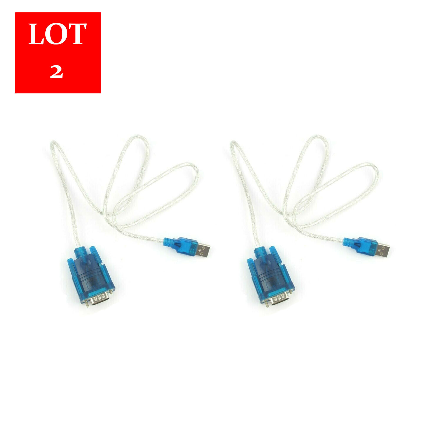 2 Pack USB 2.0 to RS232 Serial 9 Pin 9P DB9 Adapter Converter Cable Cord New Unbranded Does not apply
