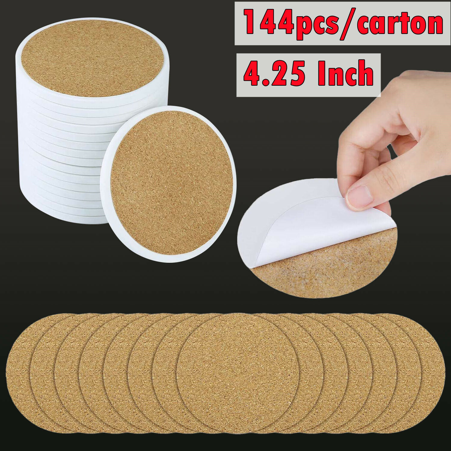 144 Pack 4.25 Inch Sublimation Blanks Round Ceramic Tiles Coasters Blank CALCA 0163003269200