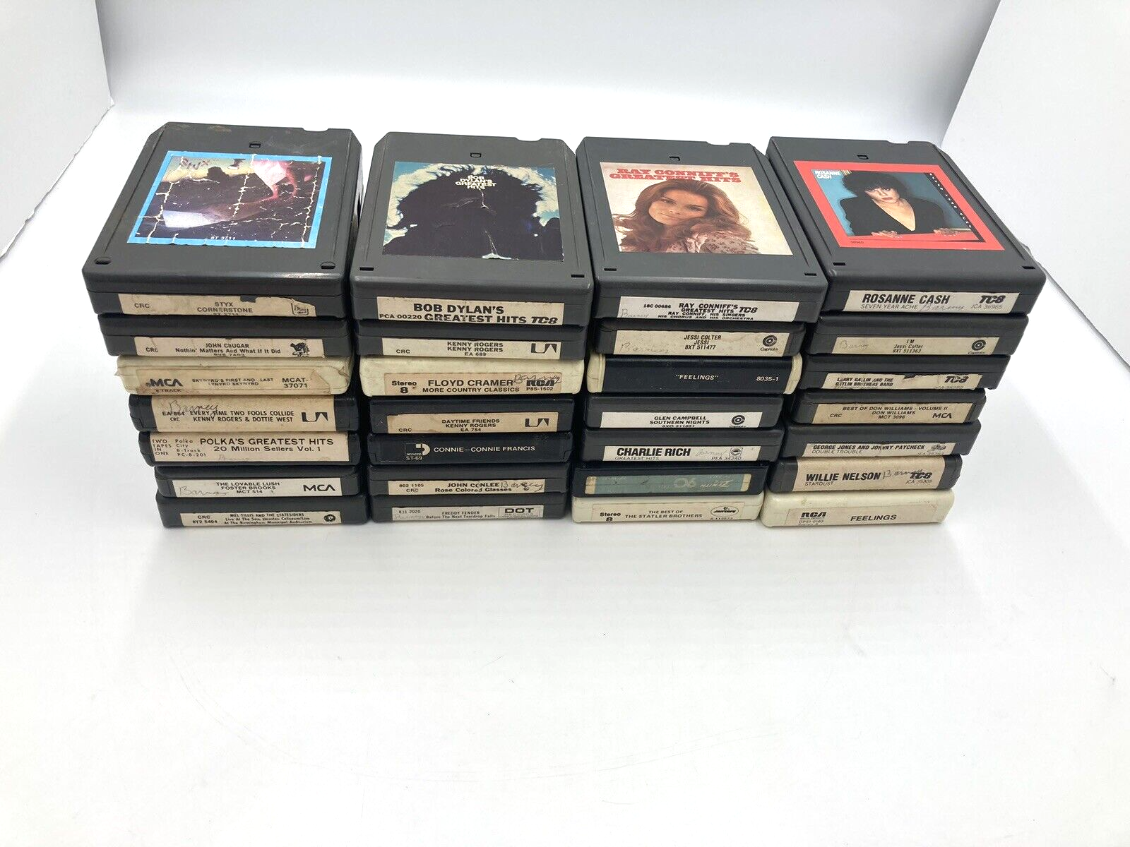 Lot of 8 Track Tape Cartridges Styx Kenny Rogers George Jones John Cougar 28 Qty Без бренда