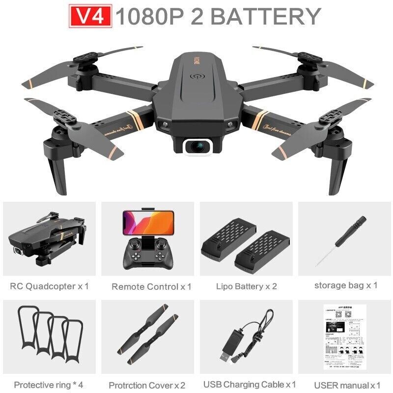 V4 Rc Drone 4k HD Wide Angle Camera 1080P Wifi Drone Fpv Dual Camera Quadcopter  Unbranded V4 - фотография #10