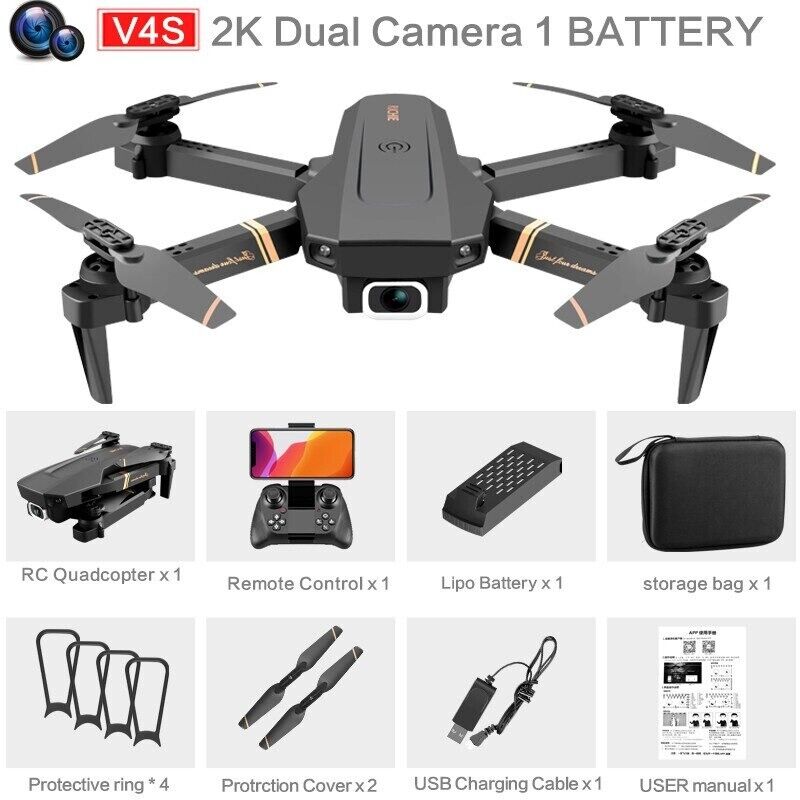 V4 Rc Drone 4k HD Wide Angle Camera 1080P Wifi Drone Fpv Dual Camera Quadcopter  Unbranded V4