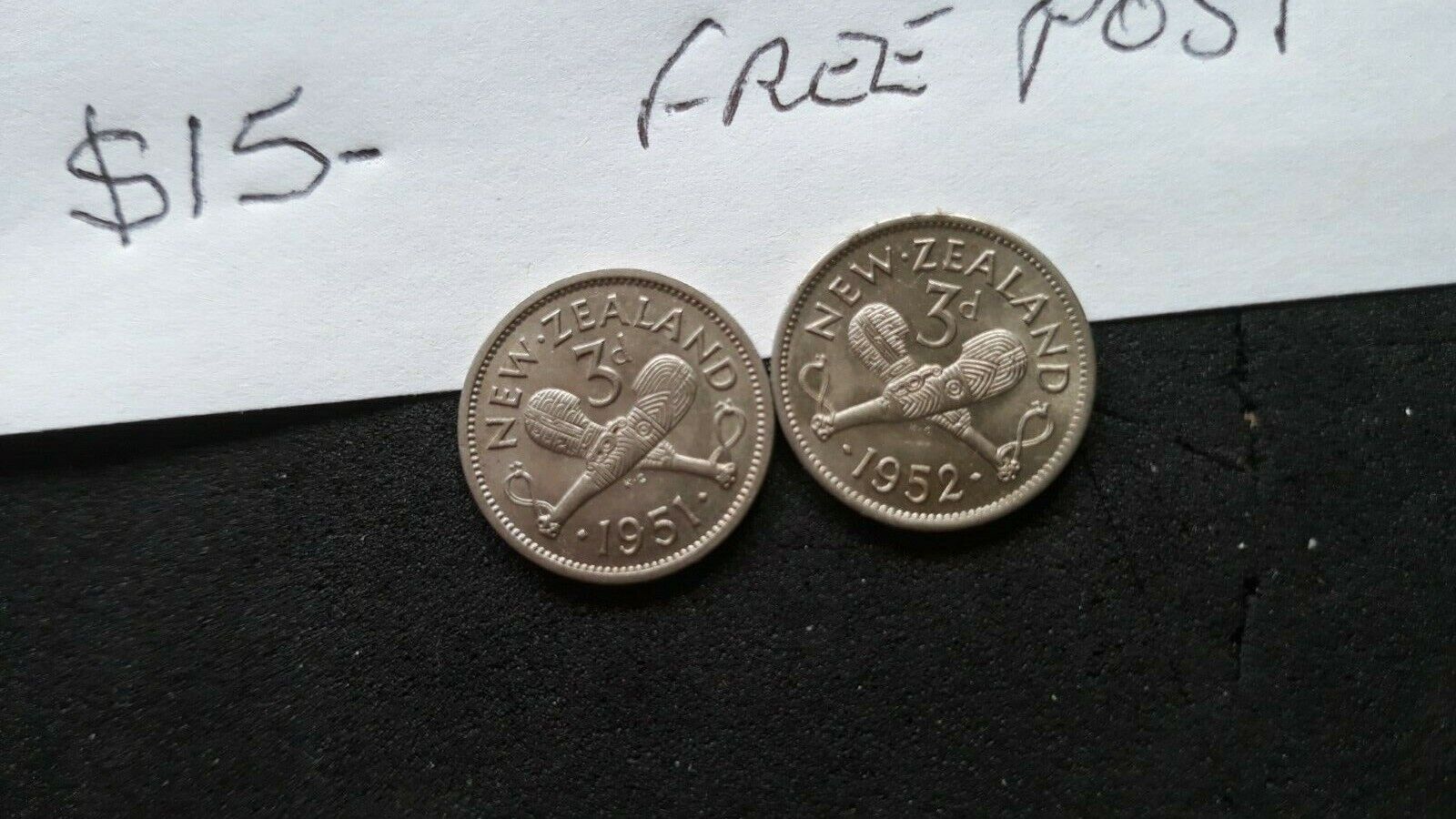 new Zealand coins 3ds see photos x2 1947 1948 $15 post $3  Без бренда
