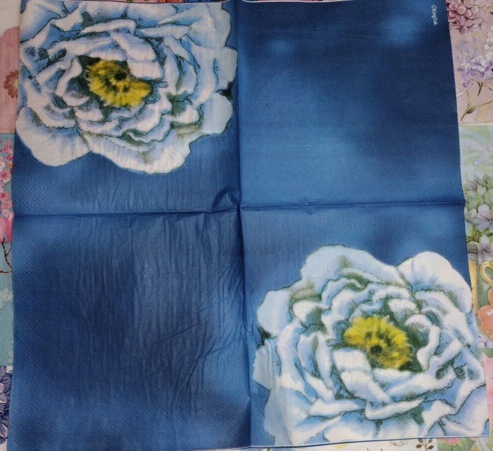 37 BLUE THEME FLORALS BUTTERFLIES ~ LOT SET MIXED Paper Napkins Decoupage Crafts Без бренда - фотография #8