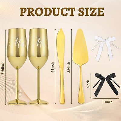 Engagement Gifts for Couple, Mr & Mrs 7.4oz Stainless Steel Champagne Glasses... Lifecapido - фотография #7