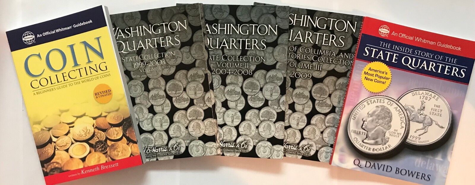 P & D QUARTERS (1999-2009) 3 FOLDERS & COIN COLLECTING GUIDE & STORY BOOK   Whitman