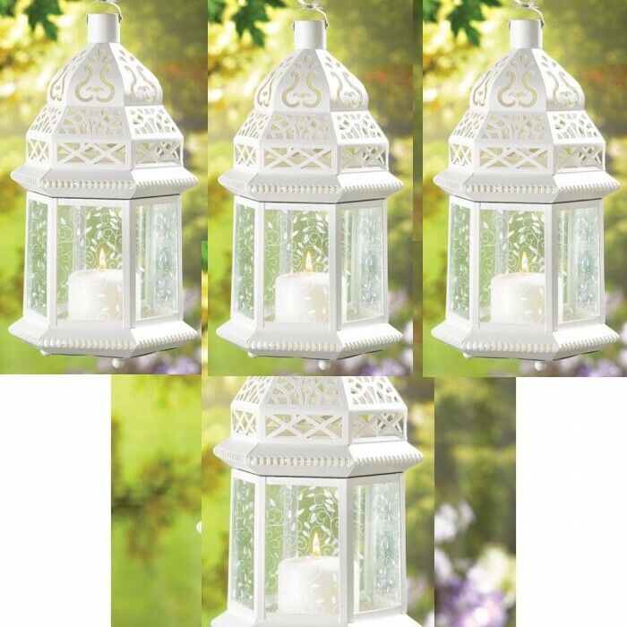 4 Large 15in Tall Moroccan Lantern White Candle Holder Wedding Centerpieces Gallery Of light Does Not Apply