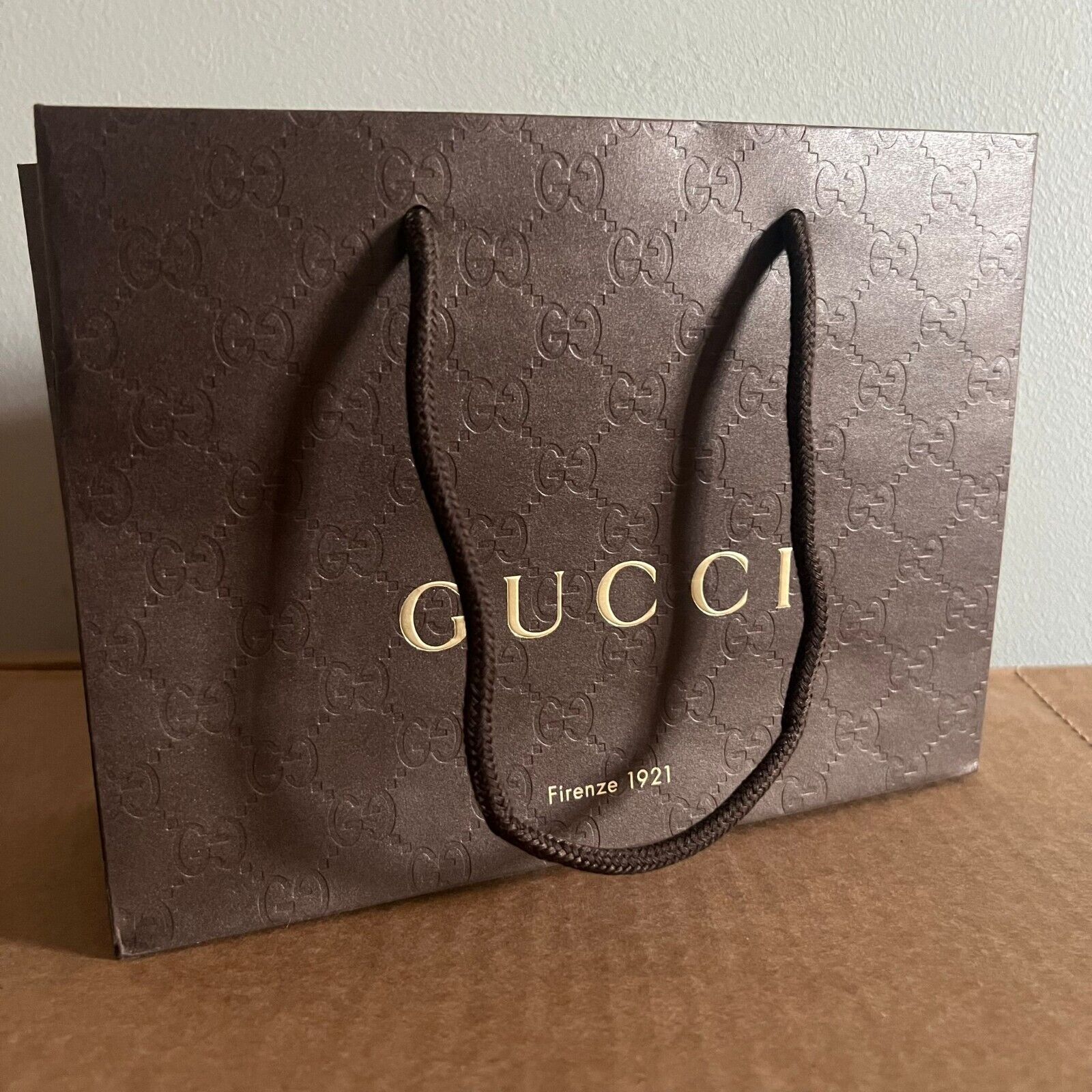  GUCCI FIRENZE 1921 BROWN GUCCI SSIMA PAPER GIFT SHOPPING BAGS  Gucci Does Not Apply