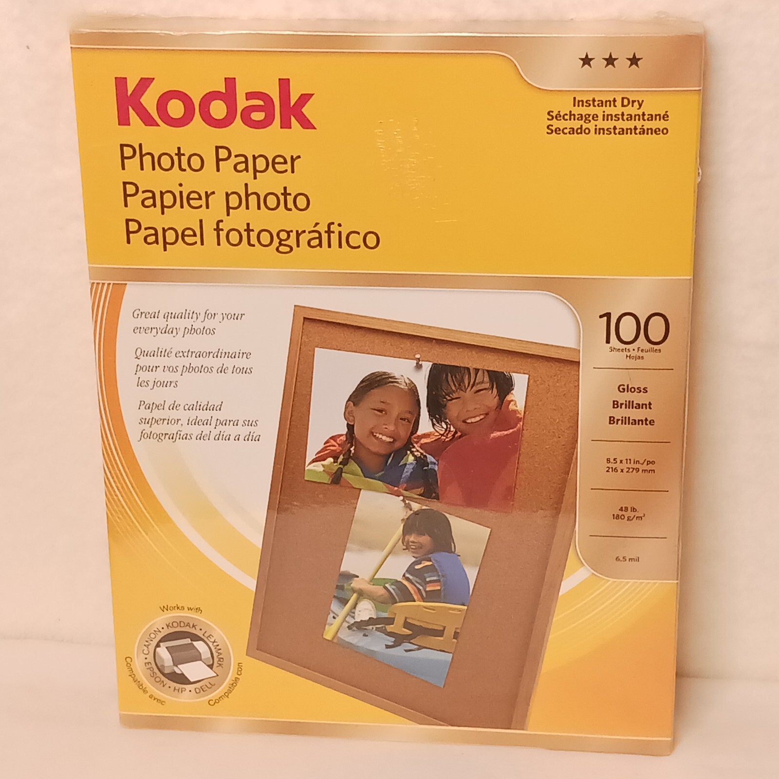 Kodak Photo Paper 6.5 mil Gloss 8-1/2 x 11 Instant Dry 100 Sheets Kodak 8209017