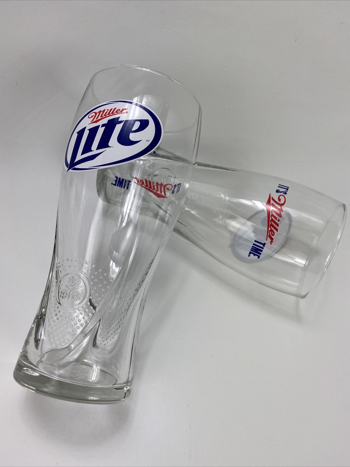 Miller Lite Embossed Pilsner Pint Beer Glass "It's Miller Time" Set Of 2 Miller - фотография #6