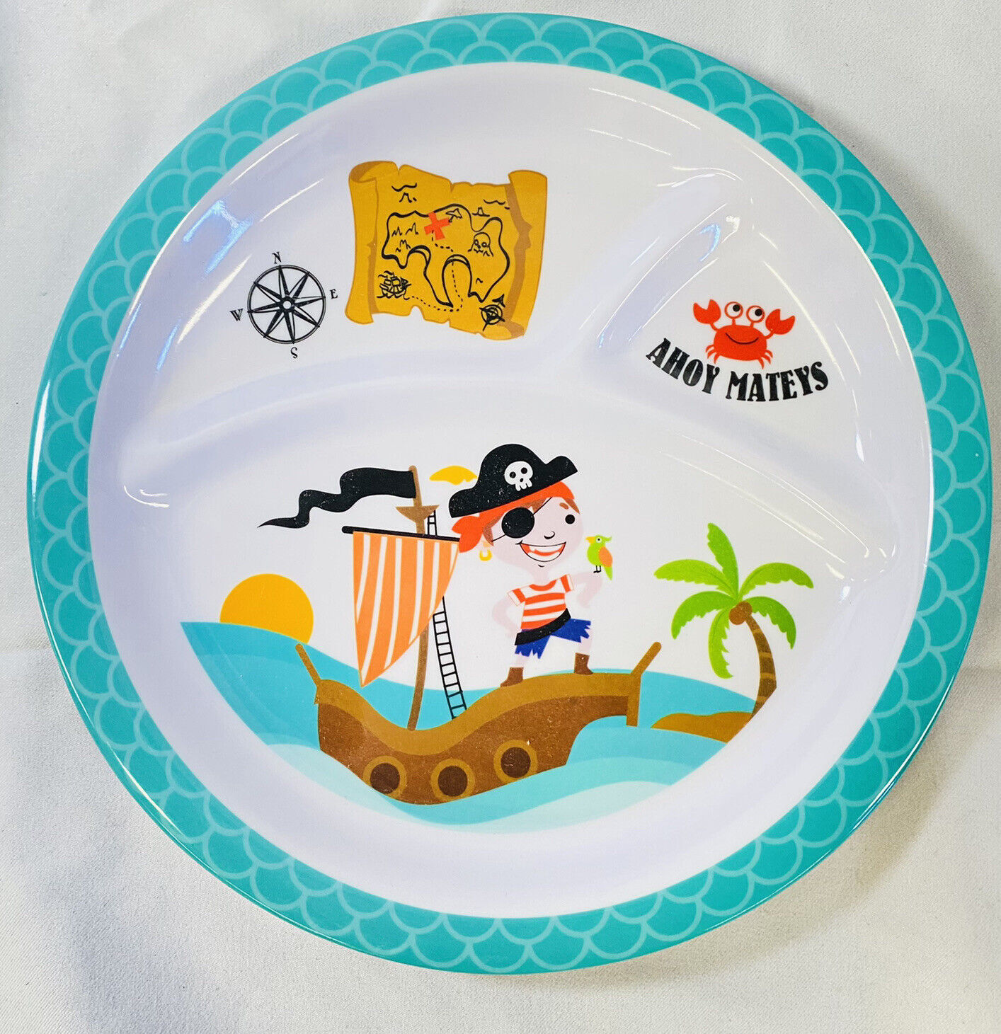 Child's Boy's Dinnerware Divided Plate Bowl & Cup Set Melamine BPA Free Pirates Regent Products n/a - фотография #5