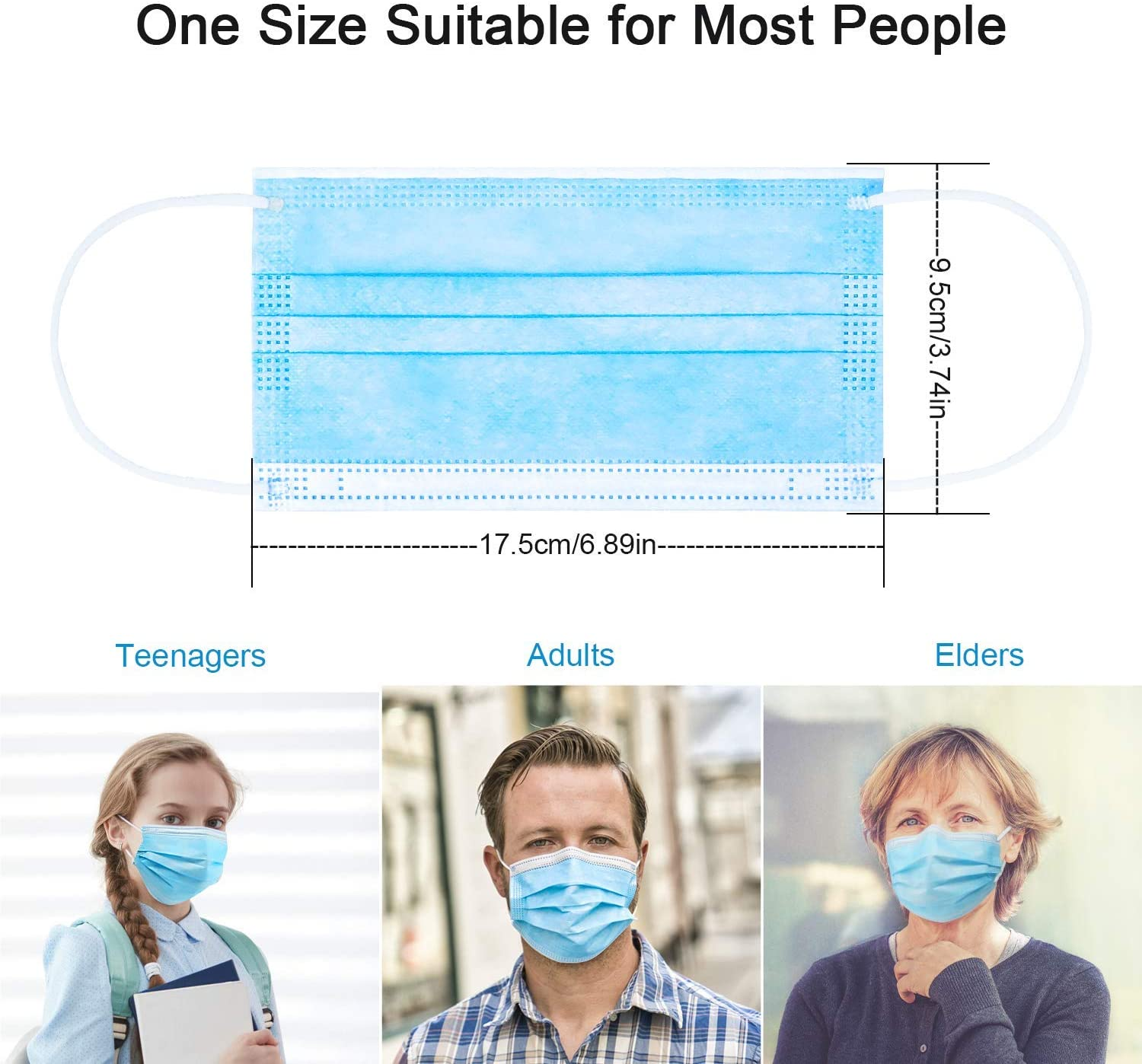 100 PCS Blue Face Mask Mouth & Nose Protecting Families Easy Safe Unbranded Does Not Apply - фотография #3
