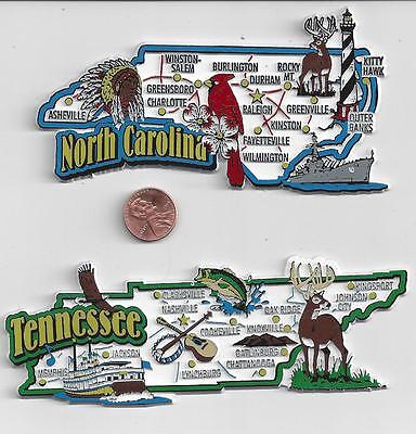  TENNESSEE and NORTH CAROLINA JUMBO  STATE  MAP  MAGNET     NEW USA  2 MAGNETS   Без бренда