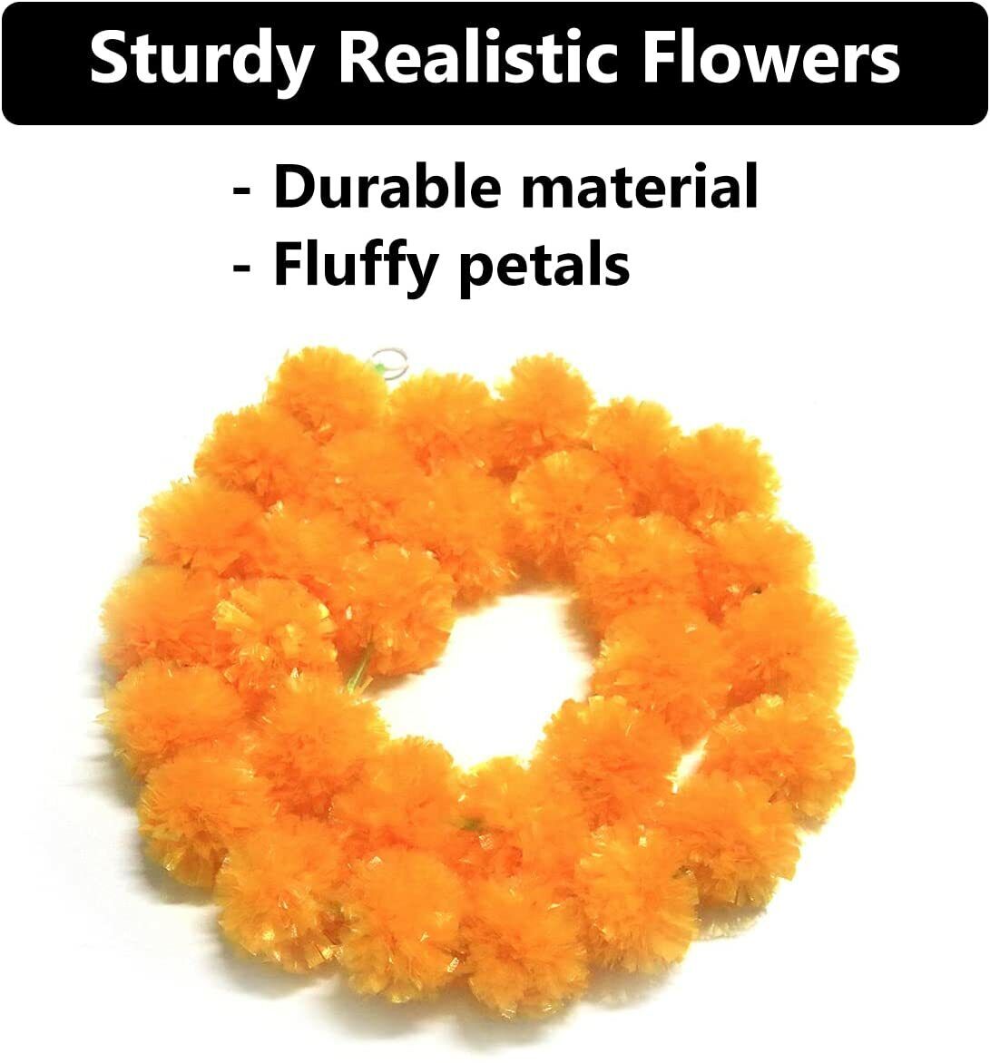 5Pack Marigold Garlands 5ft Artificial Marigold Flower Garland For Pooja/Puja TQS Does not apply - фотография #3