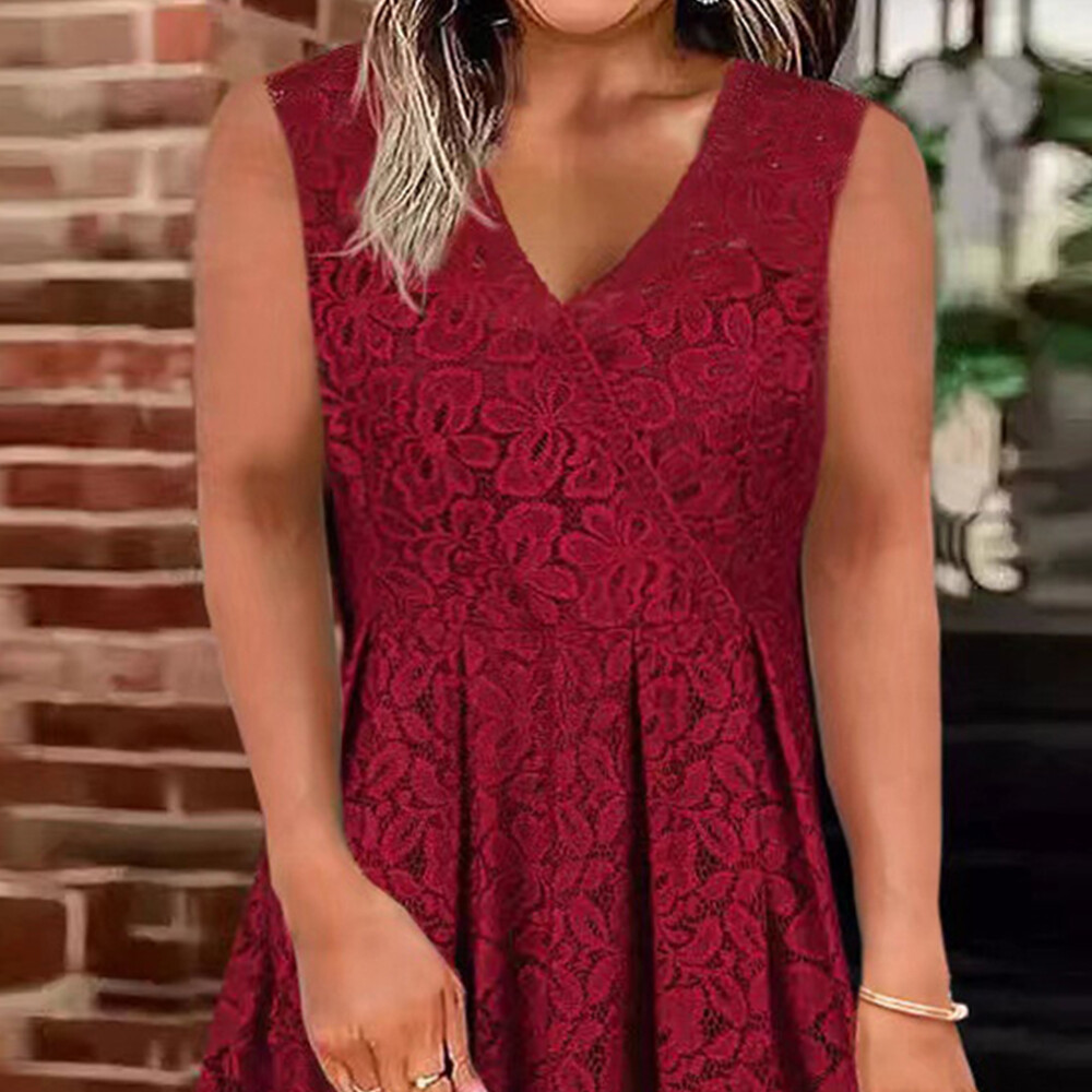 Women's Sexy V Neck Tank Midi Dress Lady Casual Lace Sleeveless Party Dresses US Unbranded Does Not Apply - фотография #9