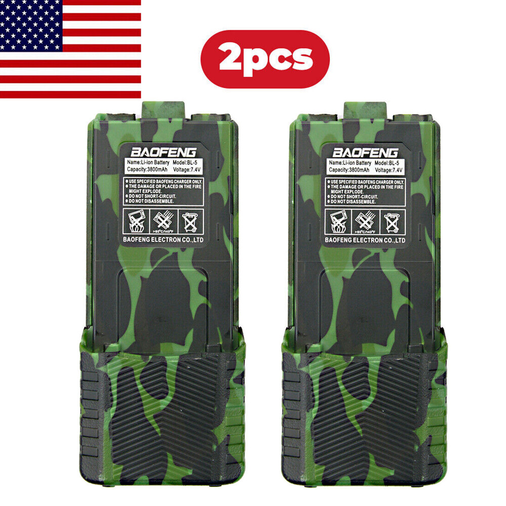 2PC Baofeng Pofung BL-5 3800mAh 7.4V Extended Li-ion Battery For UV-5R Radios Baofeng Does Not Apply