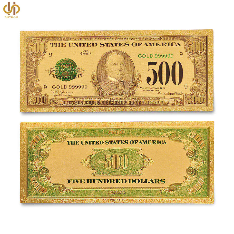 100PCS/lot 1918 US $500 Dollar Gold Banknote Colored Novelty Money Gifts Без бренда - фотография #4