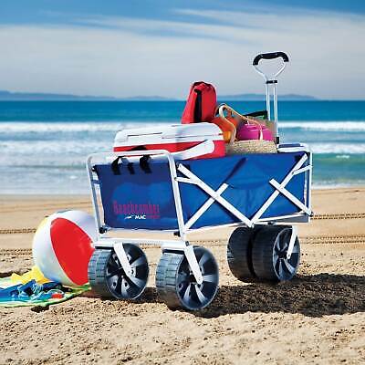 Mac Sports Folding Heavy Duty All Terrain Beach Utility Wagon Cart (Open Box) Mac Sports MAC-WTCB-100-BLUE-U-A - фотография #6