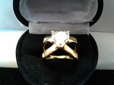 BIG 10K WHITE GOLD ROUND PRINCESS BAGUETTE DIAMOND WEDDING ENGAGEMENT RING SZ 6  Unbranded - фотография #11