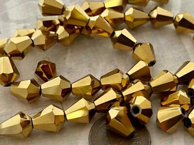 Czech 9 x 10mm Faceted Fire Polished Metallic Antiqued Gold Cube Glass Beads 20 Без бренда