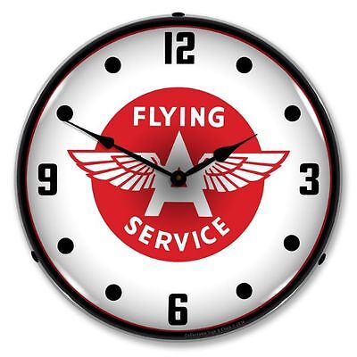 NEW  FLYING A  RETRO LED LIGHTED ADVERTISING GAS STATION CLOCK - FREE SHIP*  FLYING A