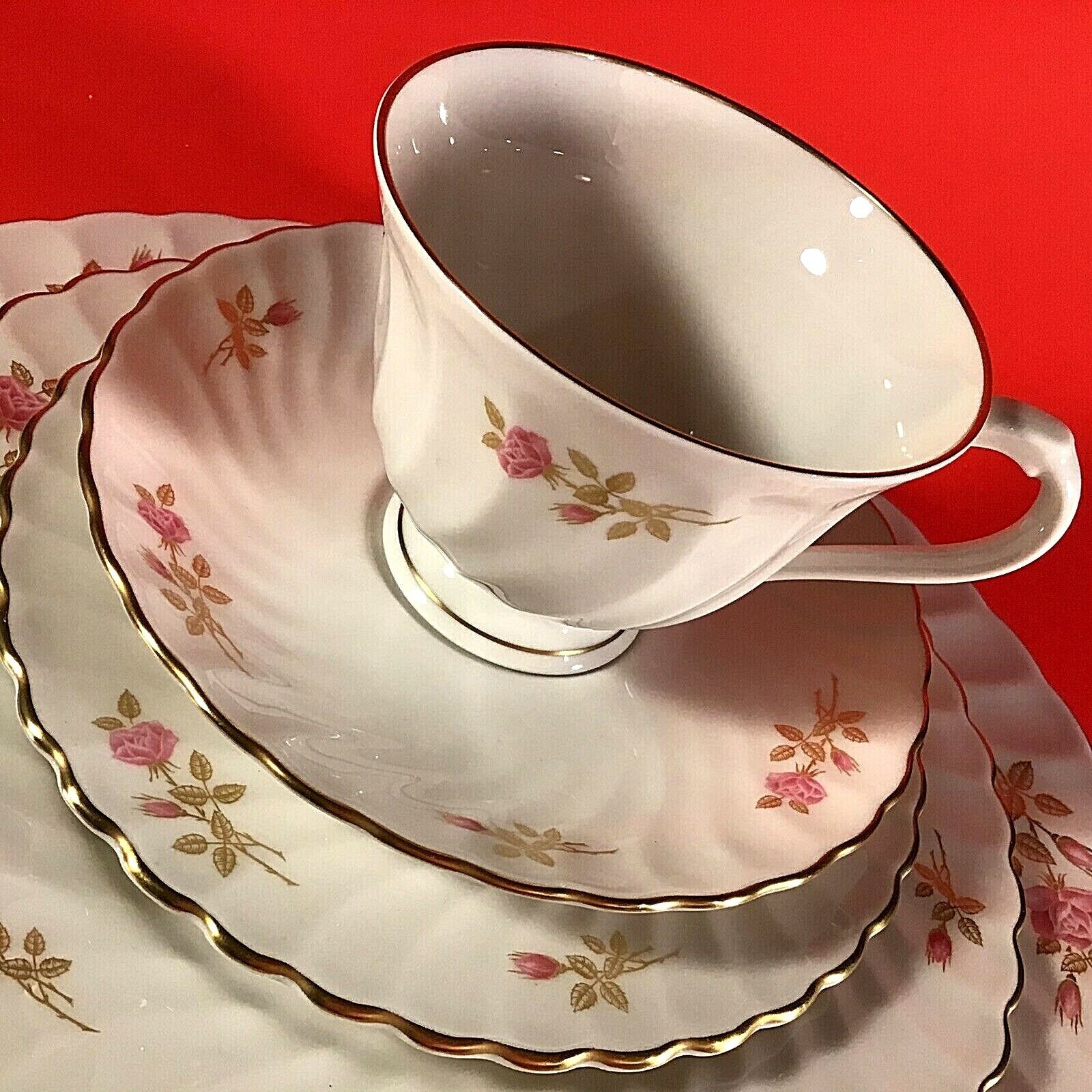 SYRACUSE CHINA COURTSHIP SILHOUETTE 5 PIECE PLACE SETTING PINK AND GOLD FLORAL syracuse china - фотография #3