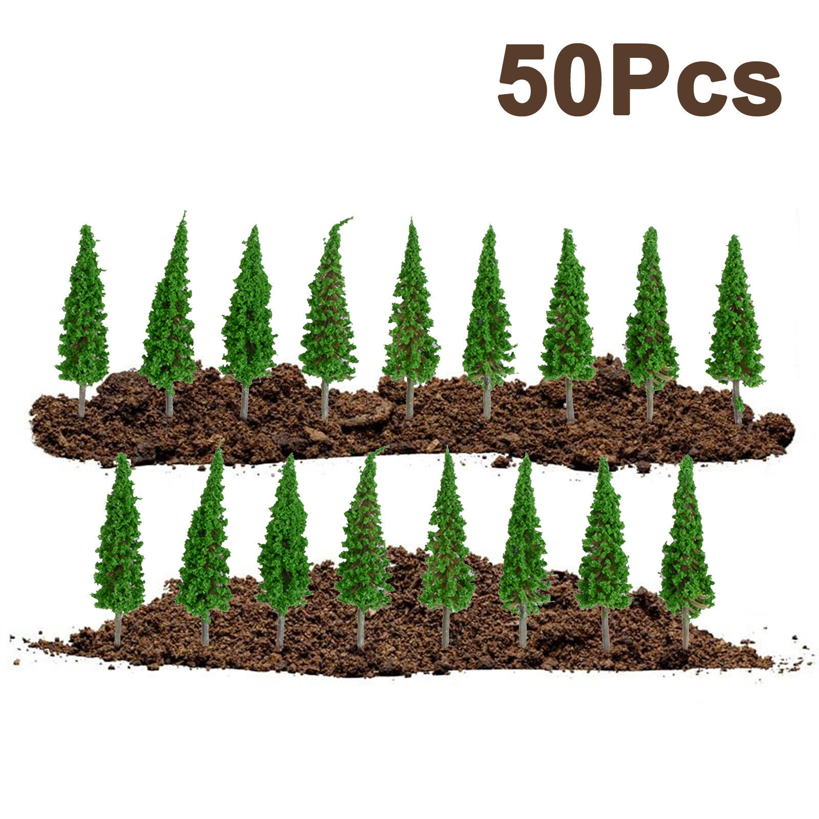 50pc Model Trees Train Railroad Diorama Wargame Park Scenery HO scale 55mm Mini Unbranded Does Not Apply - фотография #2