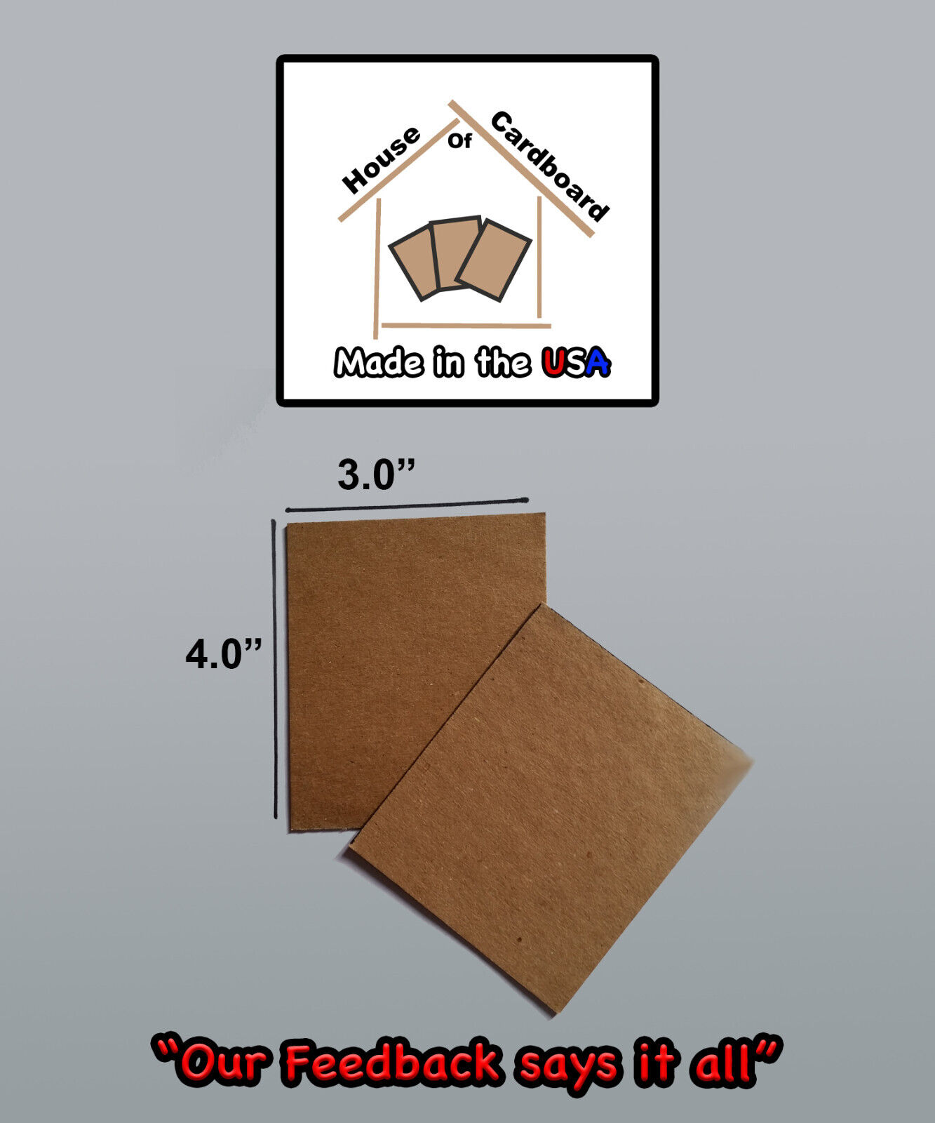 350 3"x4" Cardboard Shipping Protectors for trading Cards. Made USA Recycled cardboard
