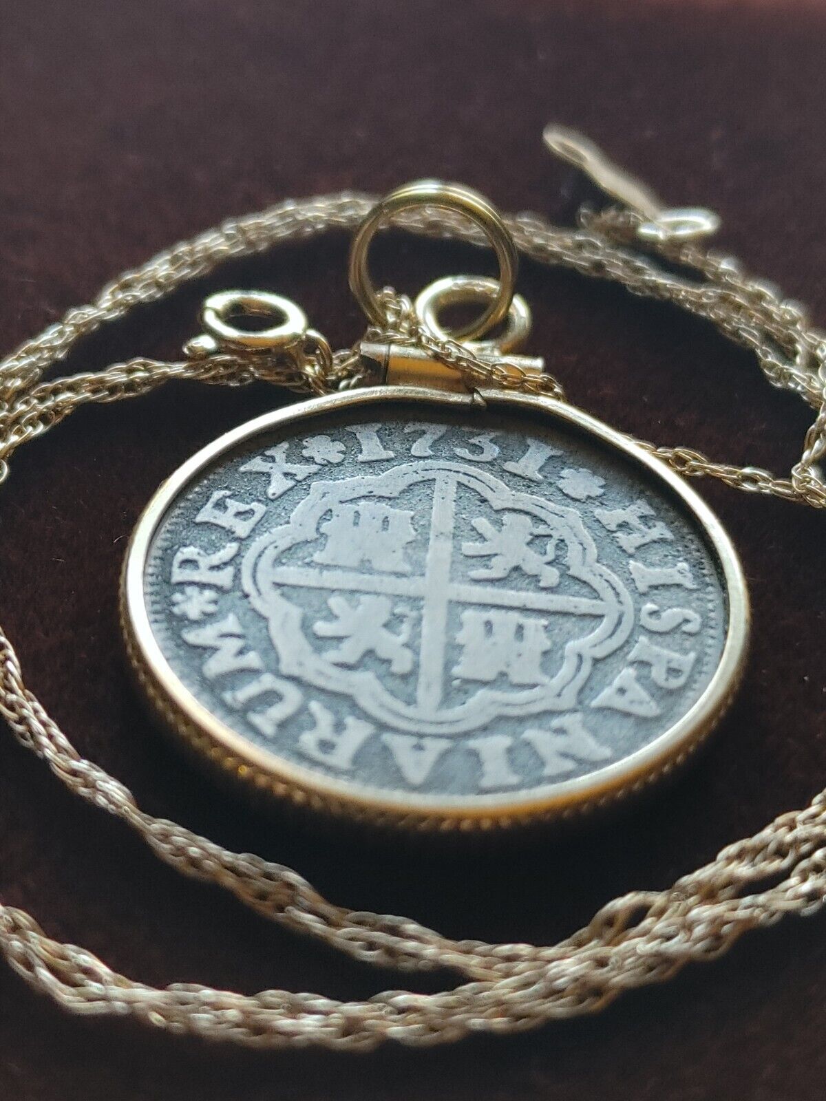 Genuine 1731 Spanish Reale 14K Gold pendant On a 14K  18" Gold Chain w COA & Box Everymagicalday - фотография #22