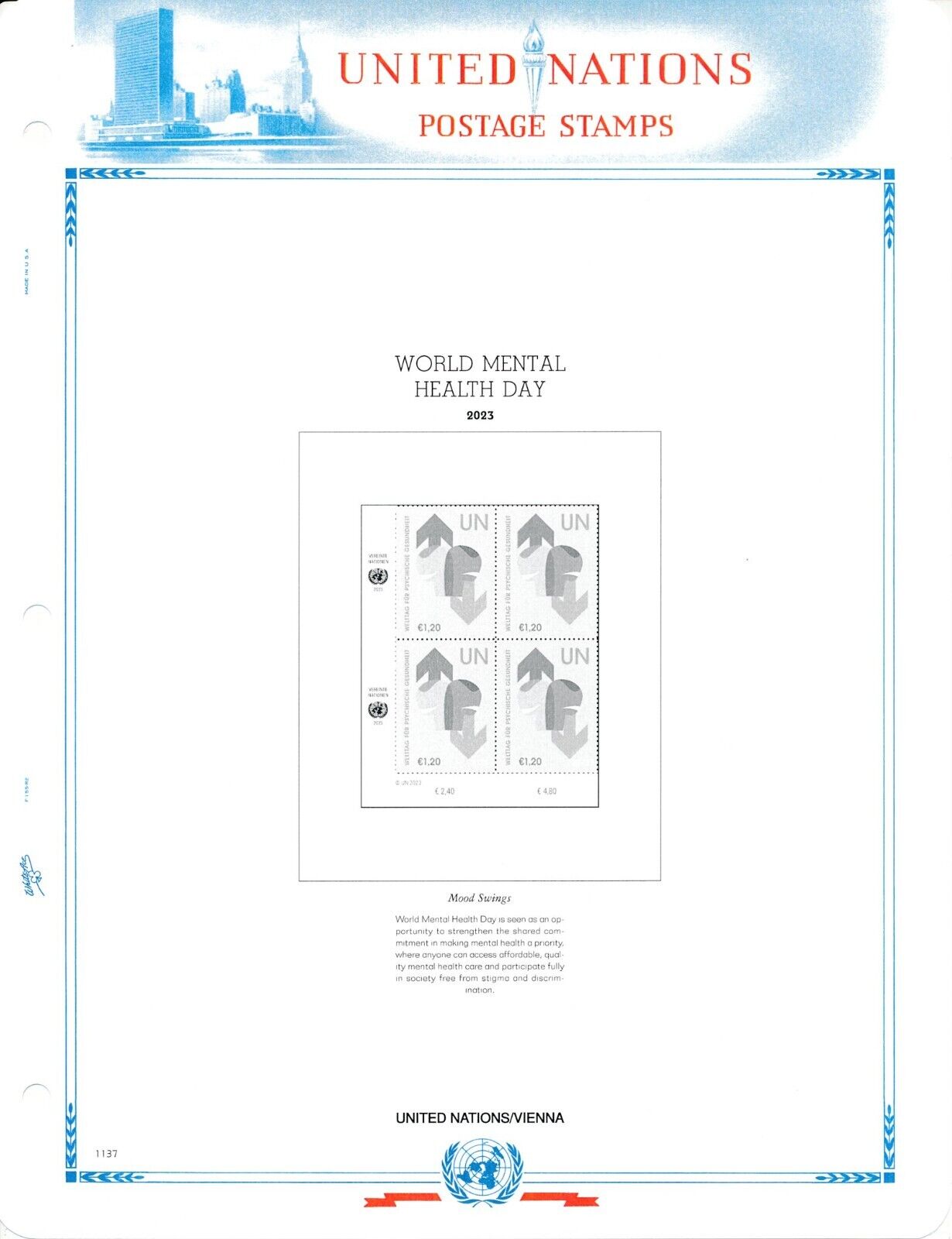 WHITE ACE 2023 United Nations Inscription Blocks Stamp Album Supplement UNIB-69 WHITE ACE - фотография #6