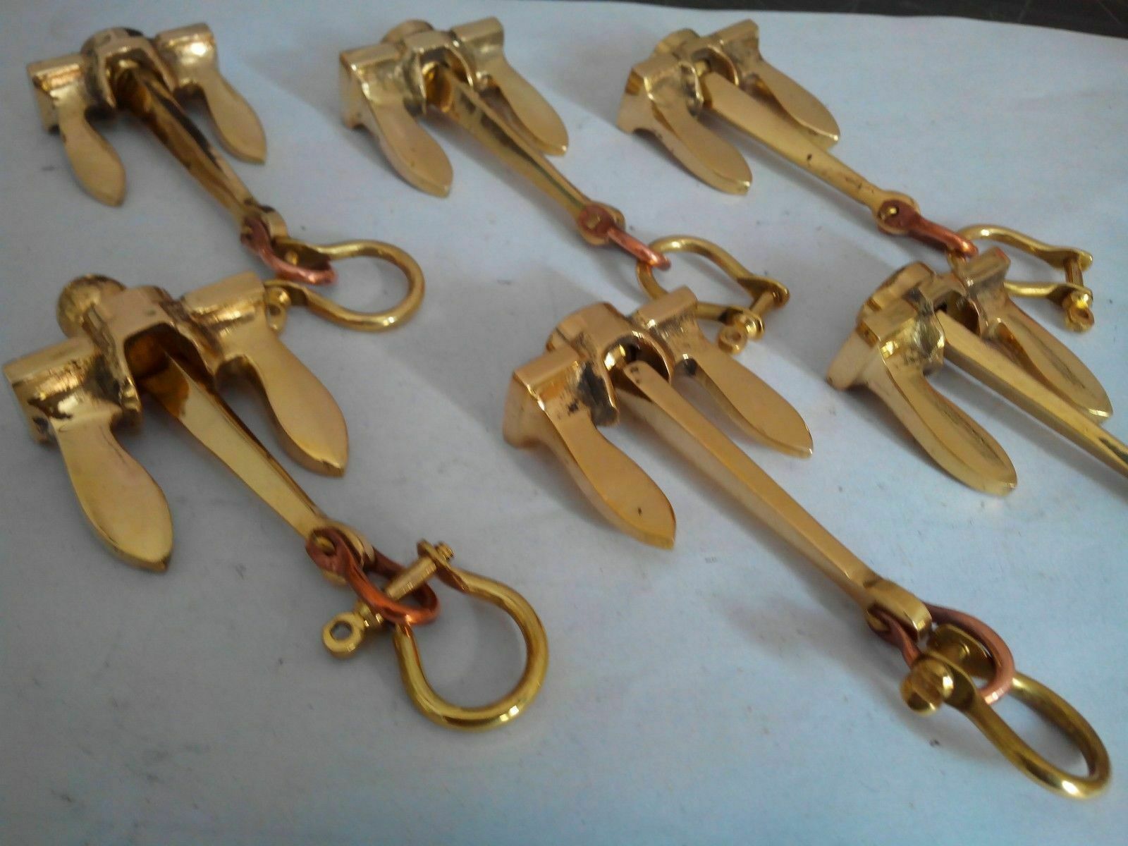 Lot of 5Brass Anchor Keychains Nautical handcuff keychain Style New year gifts Без бренда - фотография #2