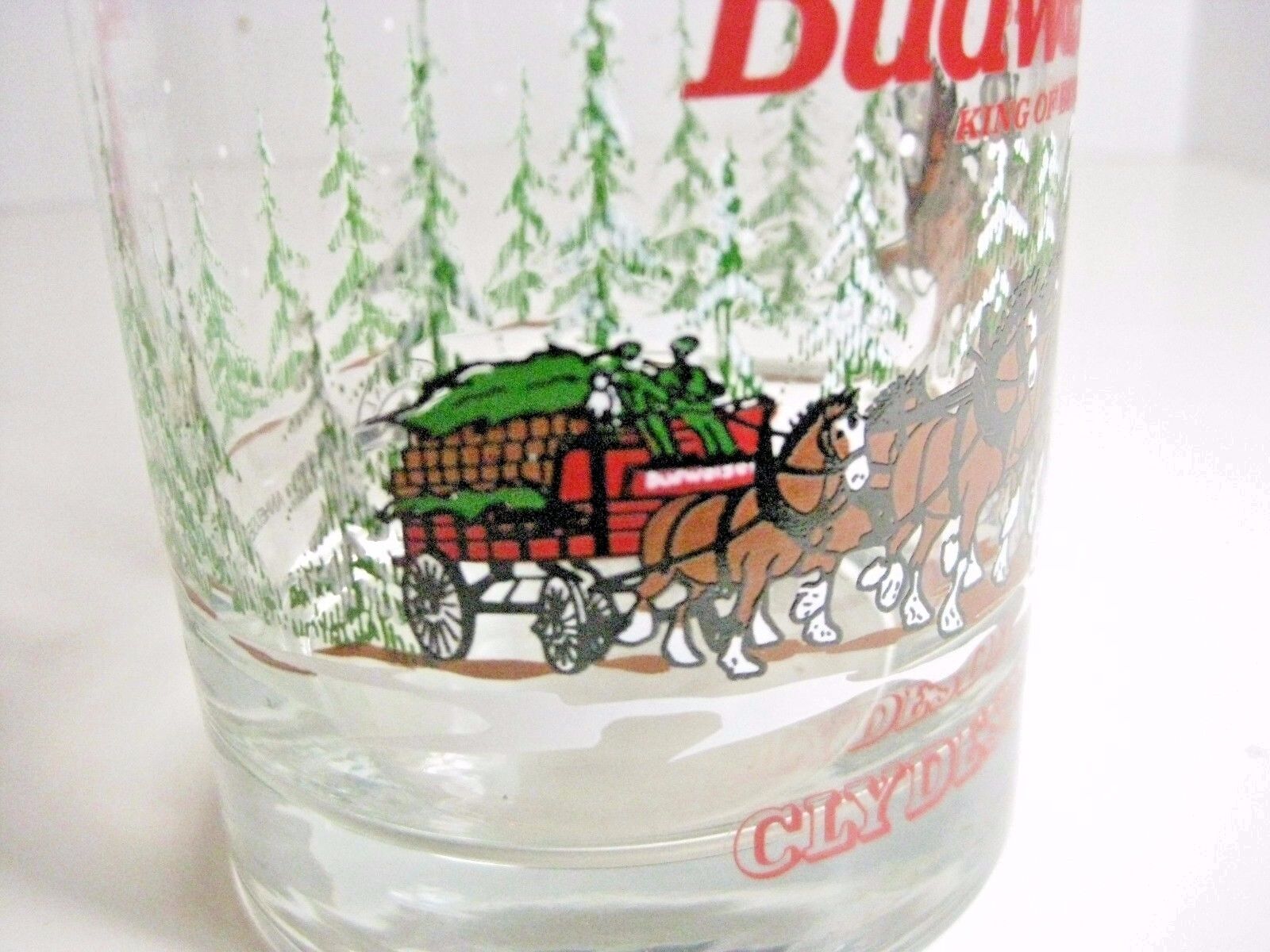  BUDWEISER BEER GLASSES ONE IS 1989 CLYDESDALES  BAR WARE 2 DIFFERENT TYPES Budweiser - фотография #4
