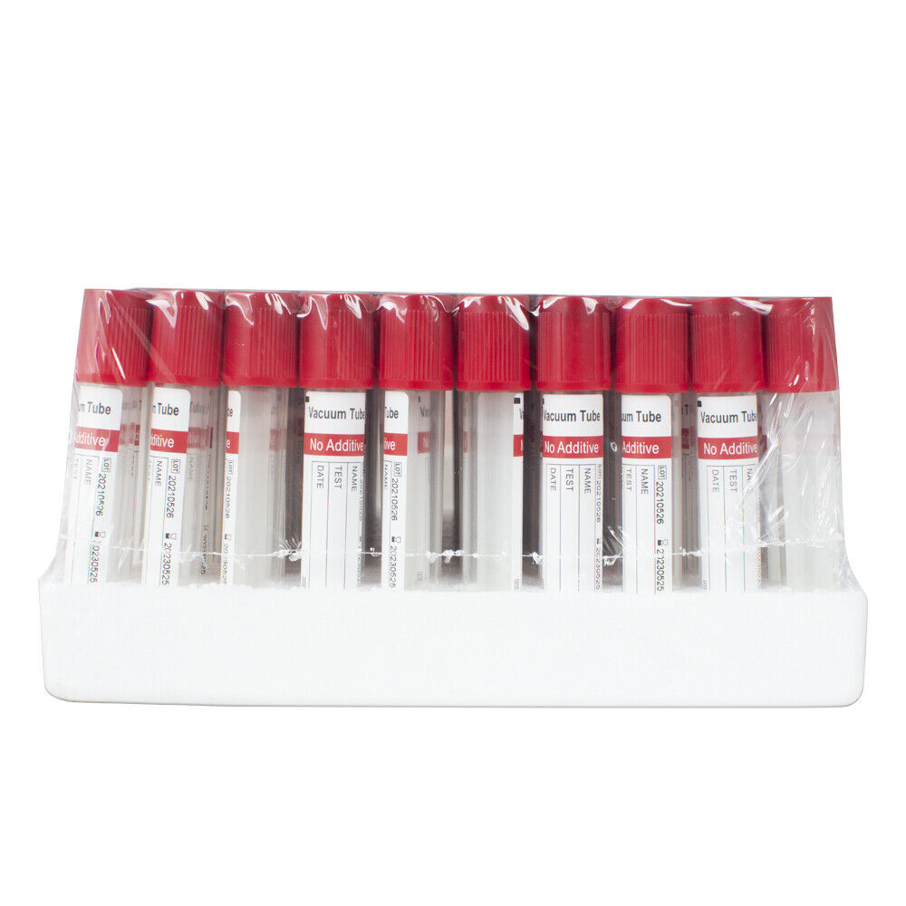 Glass Vacuum Blood Collection Tubes No Additive Tubes Red Cap 12 x 75mm 5mL CE Unbranded Does Not Apply