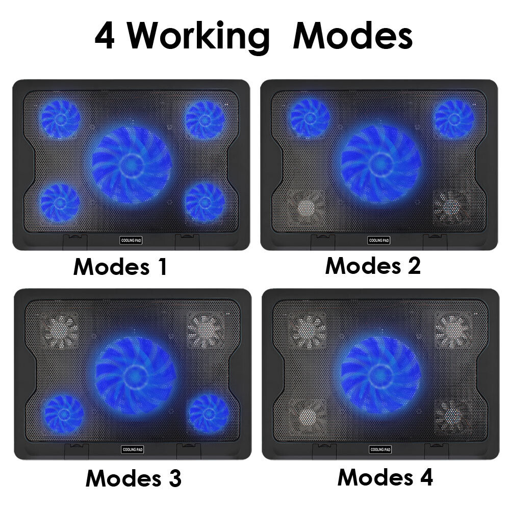 USB Laptop Cooler Cooling Pad Stand Adjustable Fan Blue LED For Game PC Notebook YELLOW-PRICE YP-LCP-45 - фотография #4