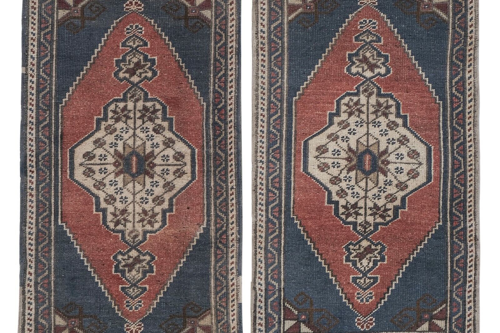 Red Turkish Vintage Handmade Geometric Anatolian Rug - Set of Two  Handmade - фотография #5