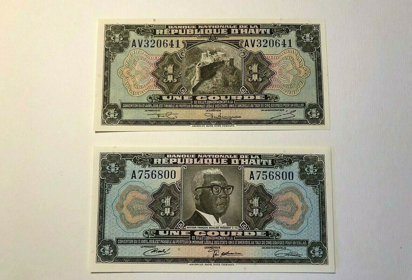 HAITI 1 Gourde Banknote 1919 UNC *Crisp* (Lot of 2) Currency Note Без бренда