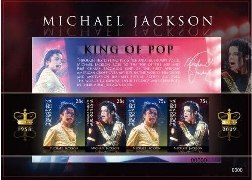 Micronesia 2009 - Michael Jackson Music - Sheet of 4 Stamps Scott #809 - MNH Без бренда