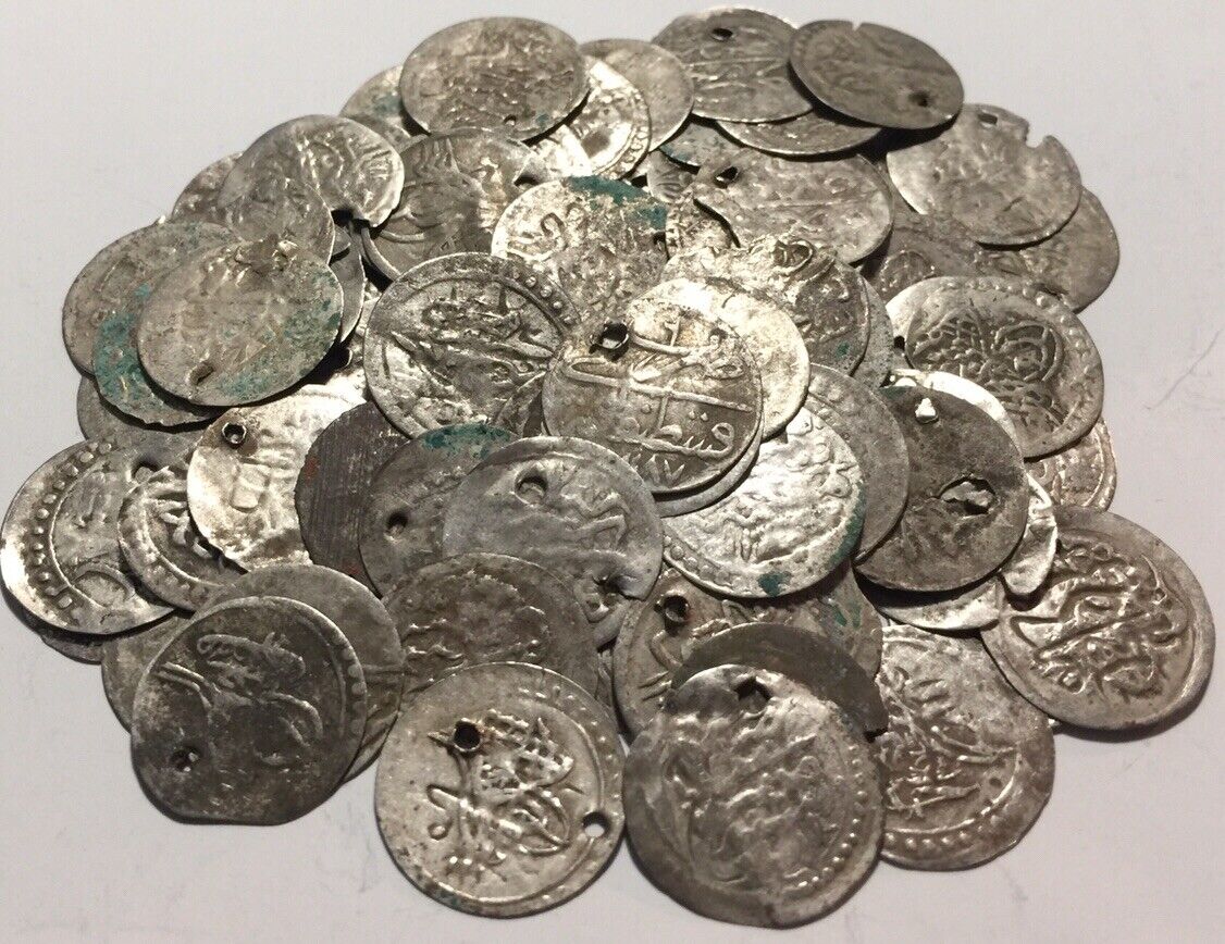 Lot 5 original Islamic silver para coins/Ottoman Empire Abdul Hamid Selim Mahmud Без бренда - фотография #5