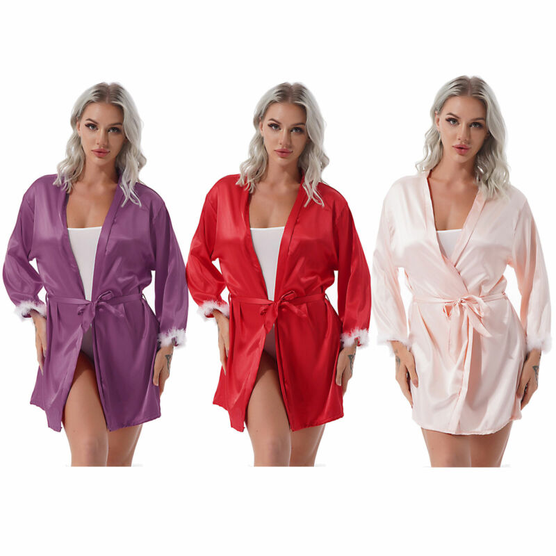Women's Sexy Lingerie Sleepwear Bathrobe Satin Robe Dress Gown Kimono Nightwear Unbranded Does Not Apply - фотография #3