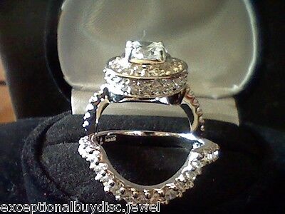 BIG 10K WHITE GOLD ROUND PRINCESS BAGUETTE DIAMOND WEDDING ENGAGEMENT RING SZ 6  Unbranded - фотография #10