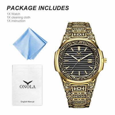 Luxury Retro Men's Quartz Analog Watch Stainless Steel Business Wristwatch Gifts Partsdom ON3808 - фотография #9