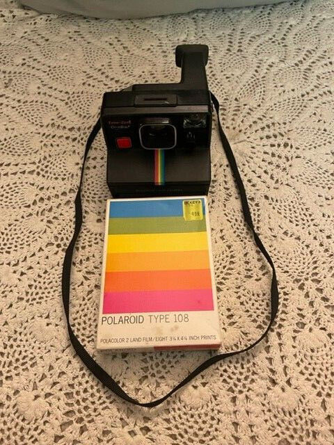 Vintage Polaroid SX-70 OneStep Time-Zero Camera w/ Type 108 Polacolor 2 Film Polaroid SX-70 OneStep Time-Zero