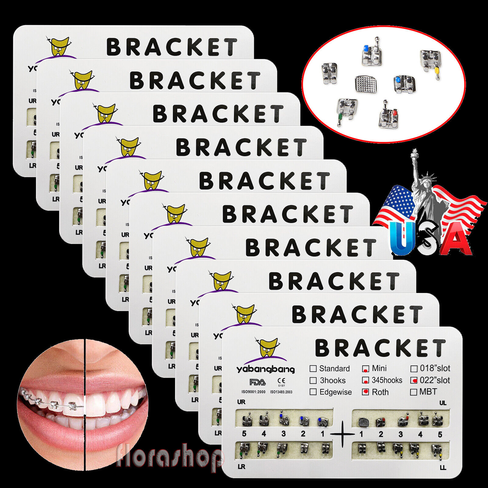 10 packs Dental Orthodontic Brackets Braces Mini Roth Slot 022 345 Hook #2 200PC Yabangbang Does Not Apply - фотография #18