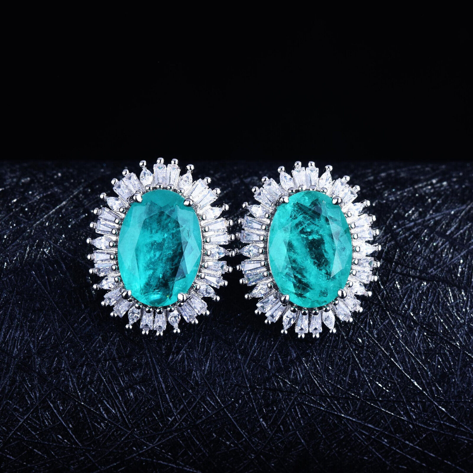 Charming 3pc Jewelry Set Neon Blue Tourmaline Gems Silver Women Earring Necklace Unbranded - фотография #2
