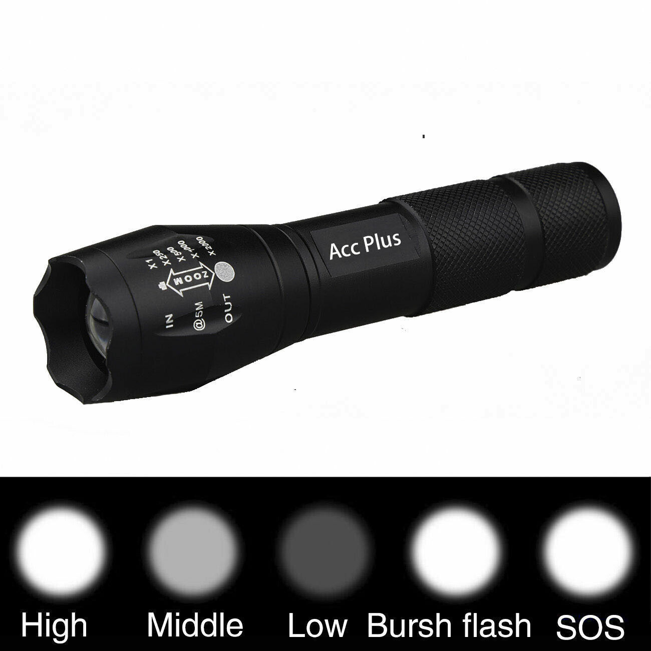 3 x Tactical 18650 Flashlight High Powered 5Modes Zoomable Aluminum AccPlus E17/G700 - фотография #4