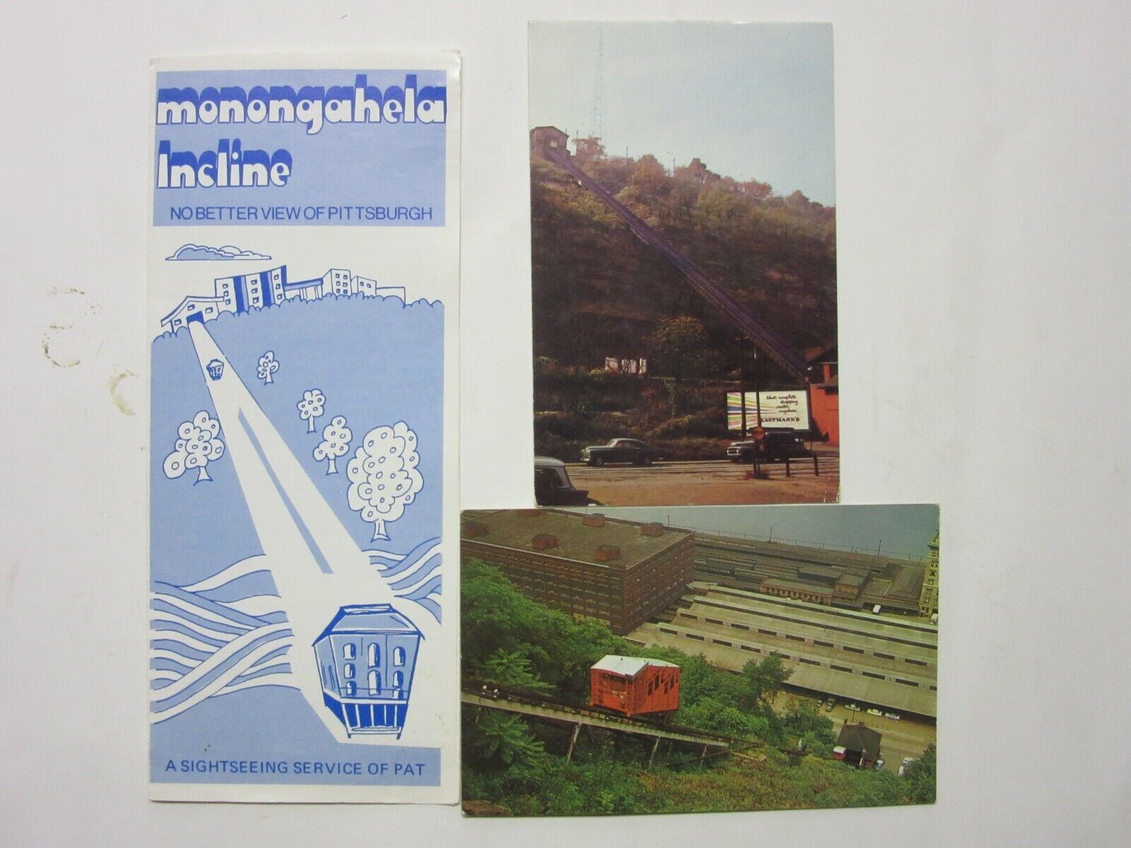 Lot of 3 Monongahela Incline Items 2 Unused Post Cards & 1980 Flyer Pittsburgh Без бренда