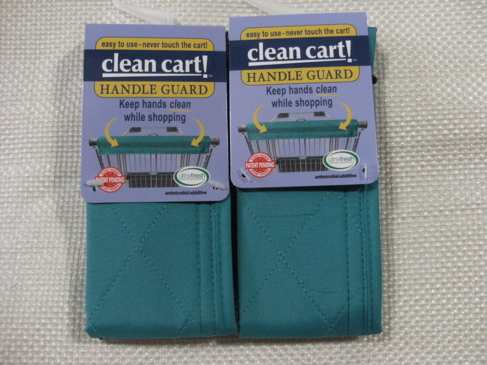 (2) TEAL Clean Shopping Cart Handle Guard Reusable Cover Sanitary Washable Wipe Clean Cart MAN-789-XX-TEAL-E4